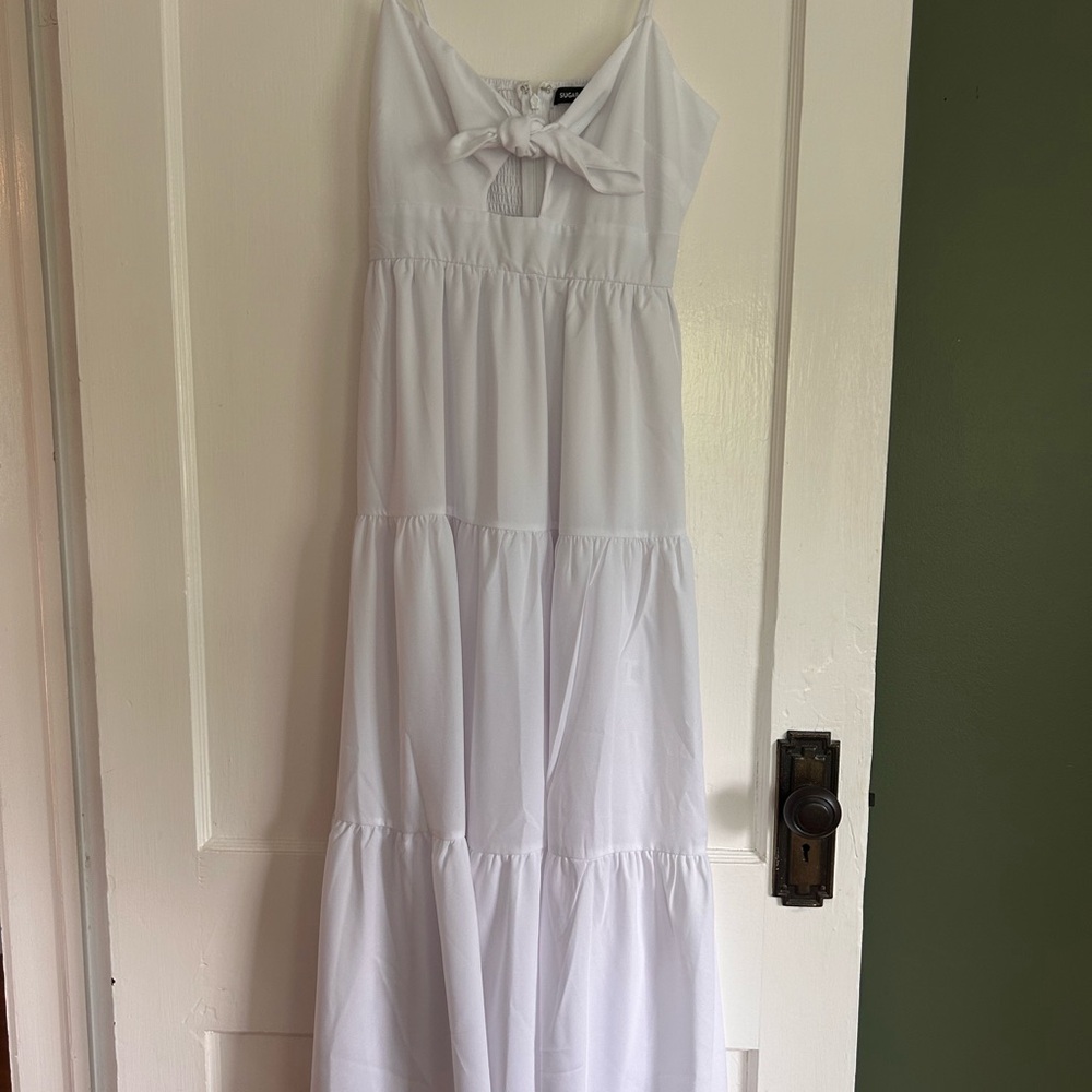 Tie Front Cut Out Midi Dress